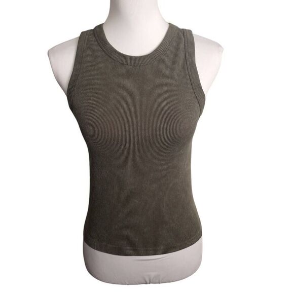 C&C CALIFORNIA ARMY GREEN RIBBED TANK TOP SZ. M/L RUNS SMALL EXCELLENT USED COND - Picture 1 of 5